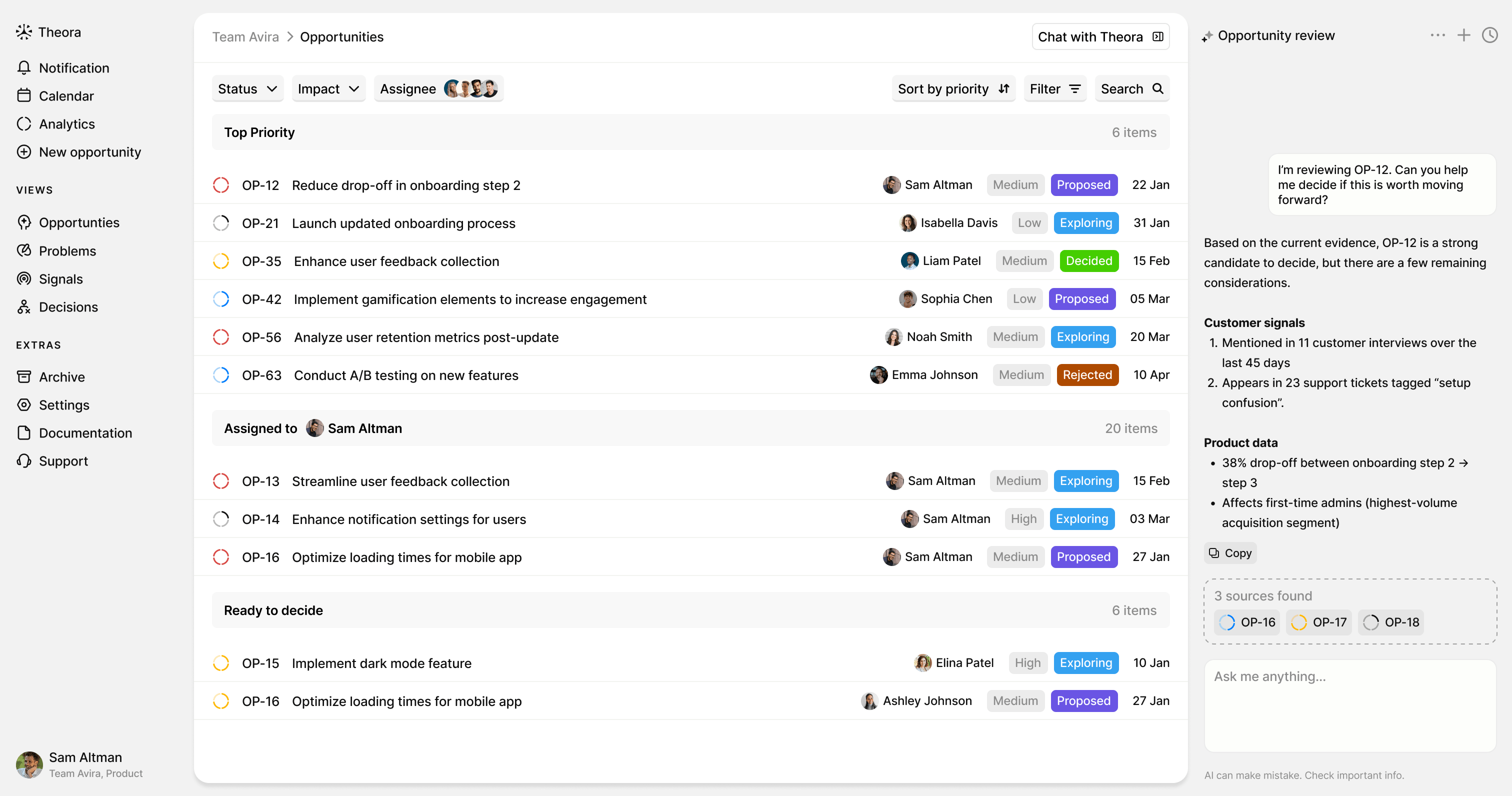 Theora Overview - A unified space for product thinking